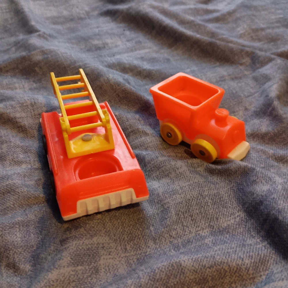 Vintage Fisher Price Colorful Toy Vehicle Set